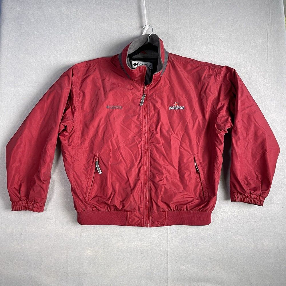 Columbia Molson Beer Over Coat Men Red XL Fleece Lined